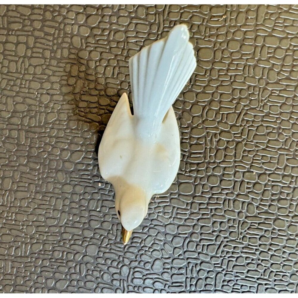 Vintage Erphila White Porcelain Bird Figurine with Gold Trim